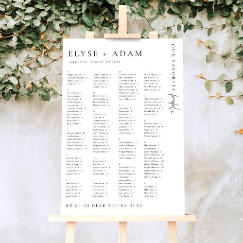 Estelle Modern Minimal Alphabetical Seating Poster