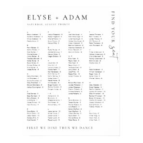 Estelle Modern Minimal Alphabetical Seating Poster