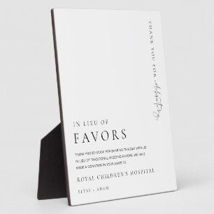 Estelle Modern Minimal In Lieu Of Favors Sign Plaque