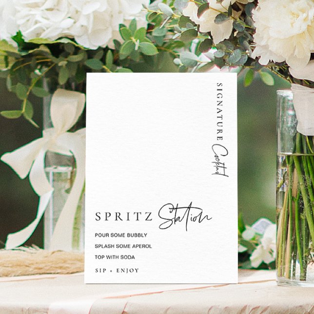 Estelle Modern Minimal Spritz Station Foam Board (Wedding Cocktail Bar Sign. Minimalist wedding spritz station sign)