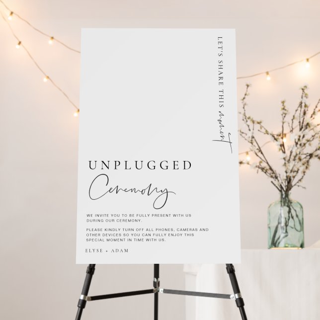 Estelle Modern Minimal Unplugged Ceremony Sign (In Situ (Stand))