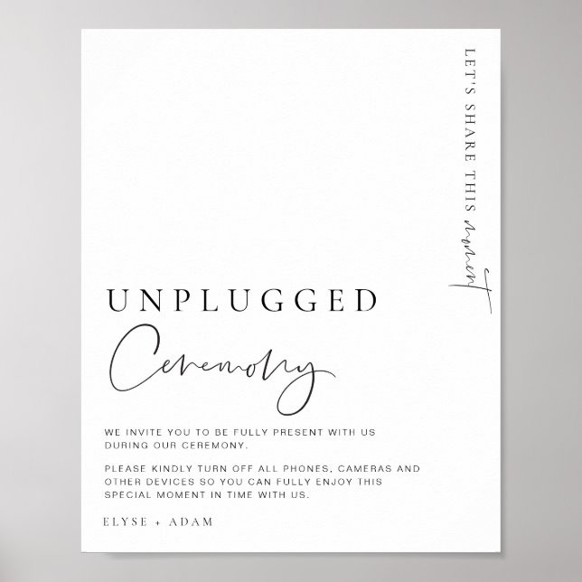 Estelle Modern Minimal Unplugged Ceremony Sign (Front)