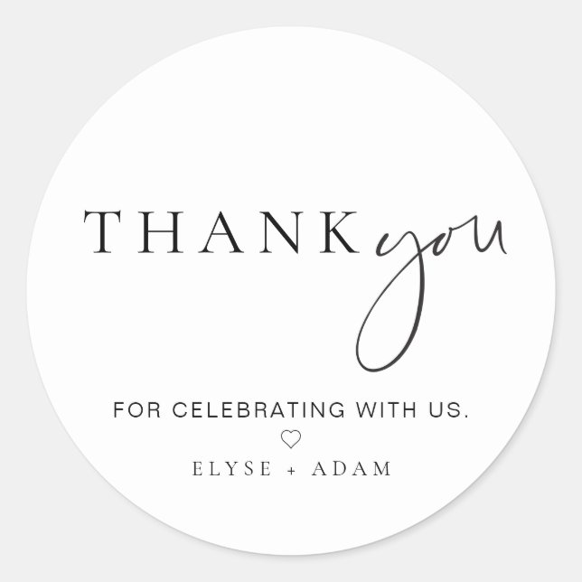 Estelle Modern Minimalist Thank You Favor Sticker (Front)