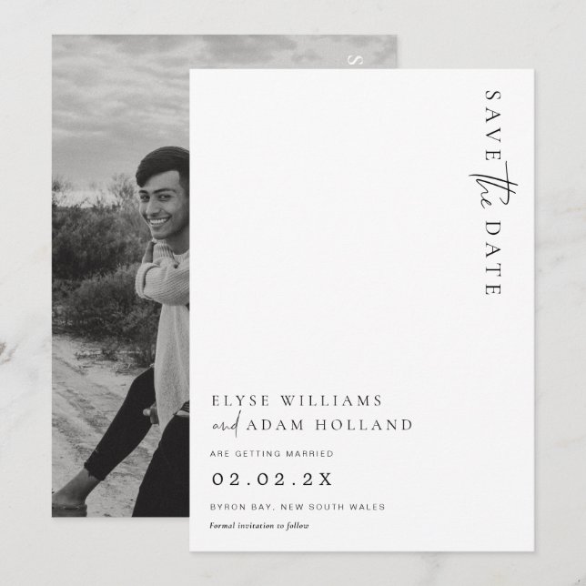 Estelle Modern Minimalist Wedding Save The Date Invitation (Front/Back)