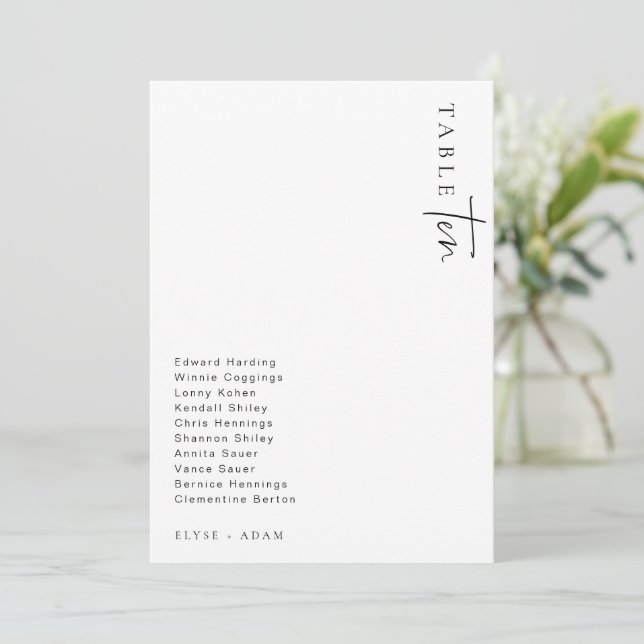 Estelle Modern Minimalist Wedding Table Number (Standing Front)