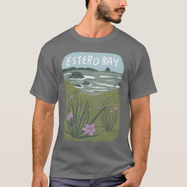 Estero Bay Central California Illustration Beach T T-Shirt (Front)