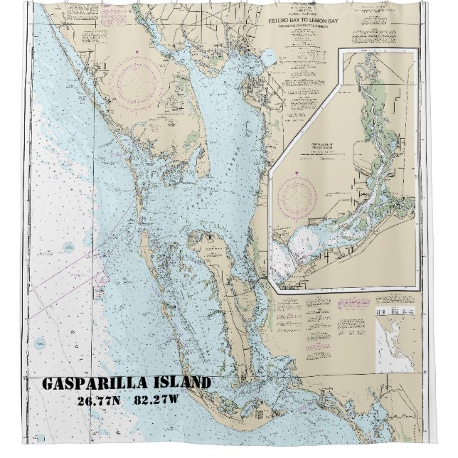 Estero Bay to Lemon Bay Nautical Chart 11426 Showe Shower Curtain (Front)