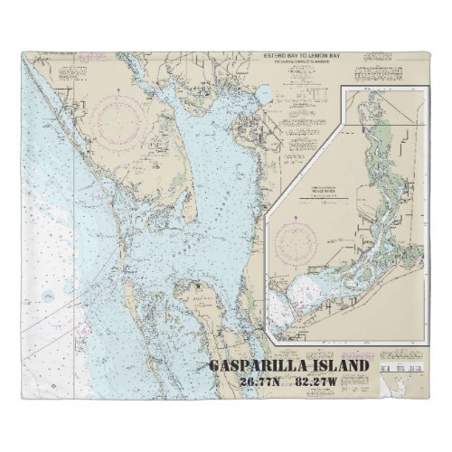 Estero Bay to Lemon Bay _ Nautical Chart Duvet Cover