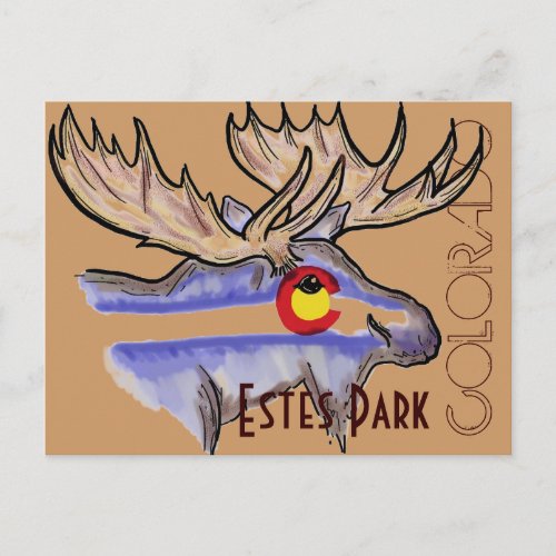 Estes Park Colorado elk postcard