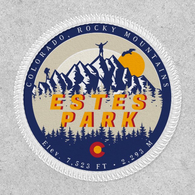 Estes Park Colorado Flag Mountains Hiking Souvenir Patch (Front)