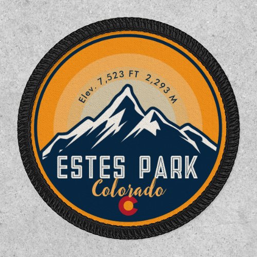 Estes Park Colorado Mountains Retro Sunset Skiing Patch