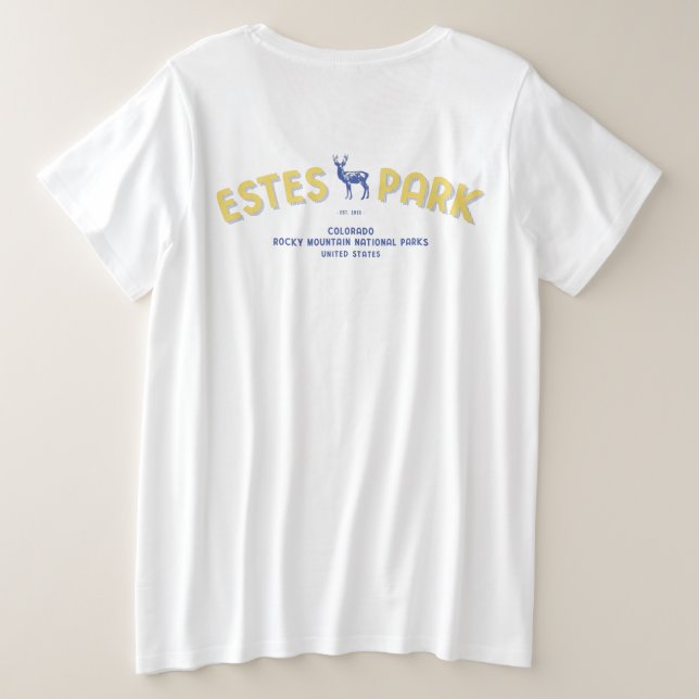 Estes Park Colorado National Park Elk Plus Size T-Shirt (Design Back)