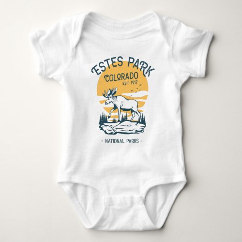 Estes Park Colorado National Park Moose Sunset  Baby Bodysuit