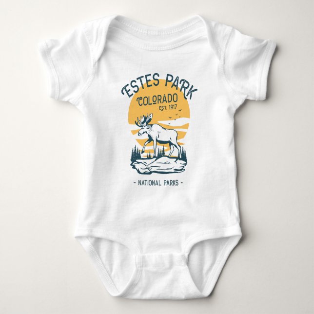 Estes Park Colorado National Park Moose Sunset  Baby Bodysuit (Front)