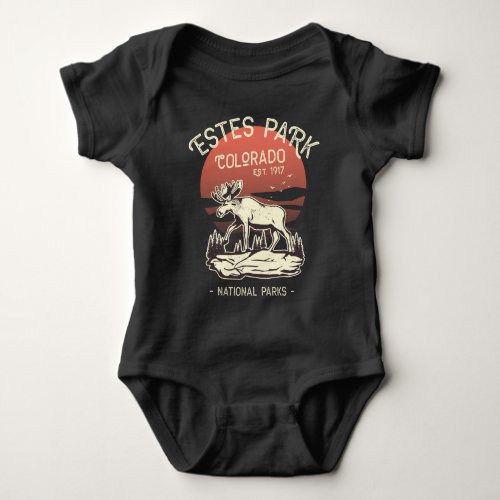 Estes Park Colorado National Park Moose Sunset  Baby Bodysuit