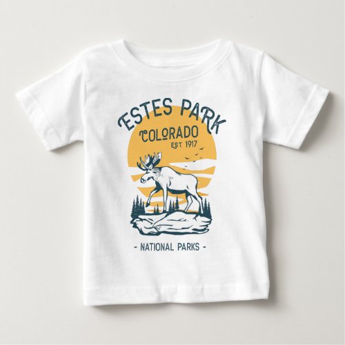 Estes Park Colorado National Park Moose Sunset  Baby T_Shirt