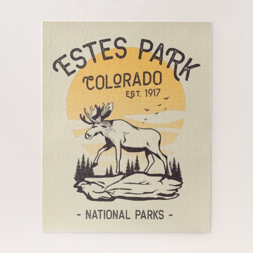 Estes Park Colorado National Park Moose Sunset  Jigsaw Puzzle