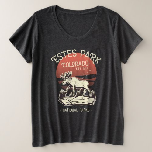 Estes Park Colorado National Park Moose Sunset  Plus Size T_Shirt