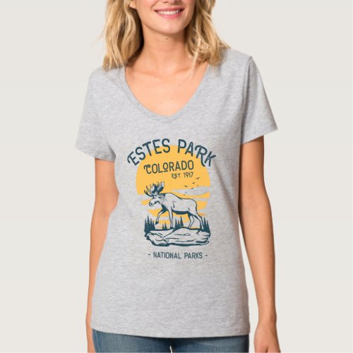 Estes Park Colorado National Park Moose Sunset  T_Shirt