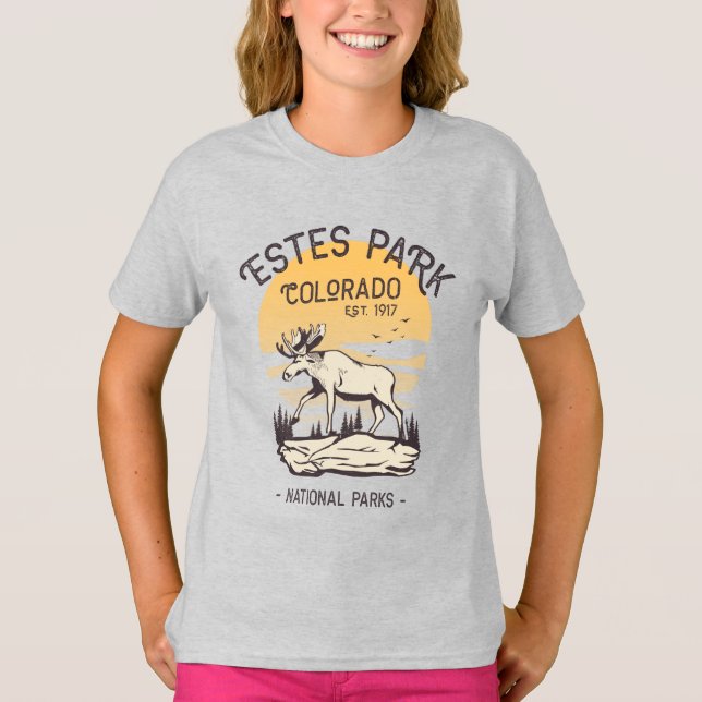 Estes Park Colorado National Park Moose Sunset  T-Shirt (Front)