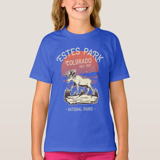 Estes Park Colorado National Park Moose Sunset  T-Shirt (Front)