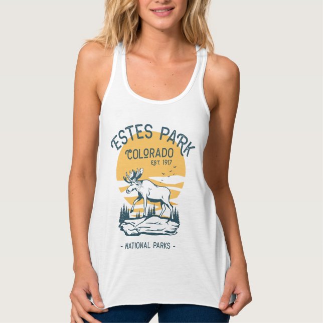 Estes Park Colorado National Park Moose Sunset  Tank Top (Front)