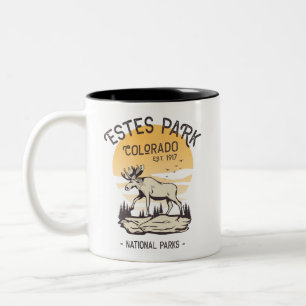 Estes Park Colorado National Park Moose Sunset Two-Tone Coffee Mug