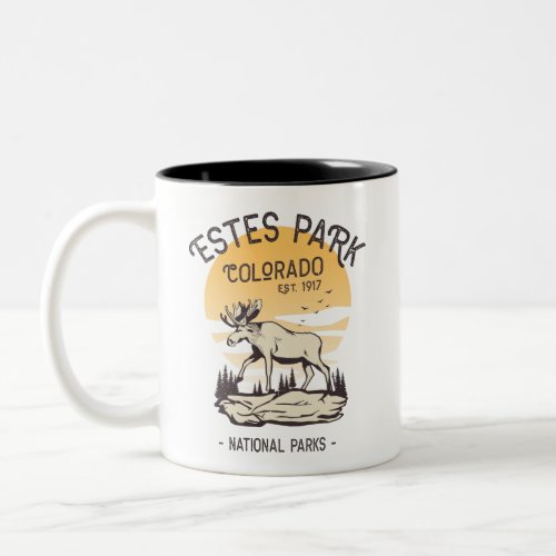 Estes Park Colorado National Park Moose Sunset  Two_Tone Coffee Mug