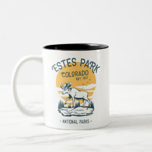 Estes Park Colorado National Park Moose Sunset  Two-Tone Coffee Mug