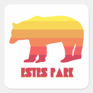 Estes Park Colorado Rainbow Bear Square Sticker