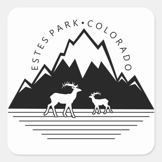 Estes Park Colorado simple moose square stickers (Front)