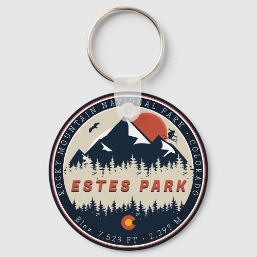 Estes Park Colorado Ski Mountain Vintage 80s Keychain