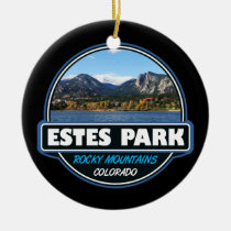 Estes Park Colorado Travel Art Emblem Ceramic Ornament