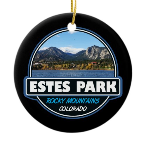 Estes Park Colorado Travel Art Emblem Ceramic Ornament