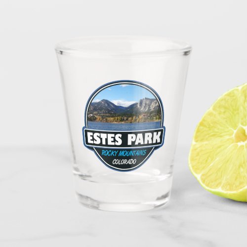 Estes Park Colorado Travel Art Emblem Shot Glass