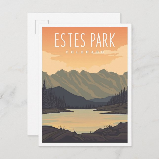 Estes Park Colorado USA Travel Illustration Postcard (Front/Back)