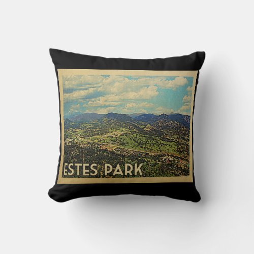 Estes Park Colorado Vintage Travel Throw Pillow
