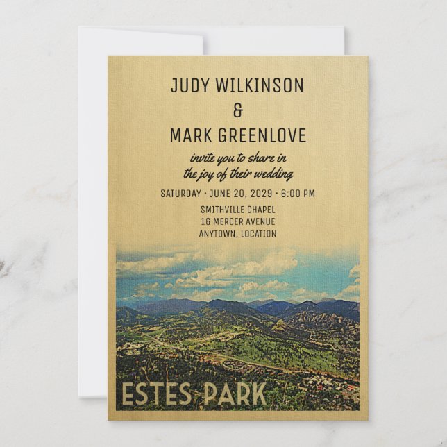 Estes Park Wedding Invitation Colorado (Front)