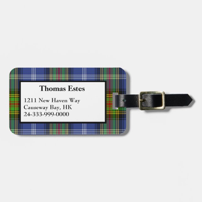 Estes Tartan Plaid Luggage Tag (Front Horizontal)