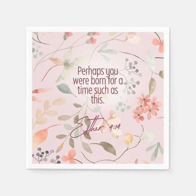 Esther 4:14 Christian Bible Verse Art Napkins (Front)