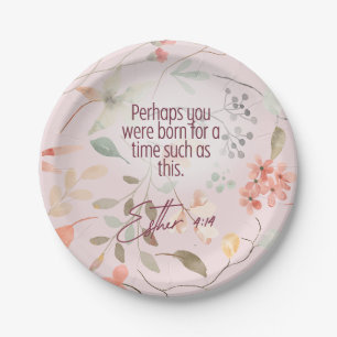 Esther 4:14 Christian Bible Verse Art Paper Plates