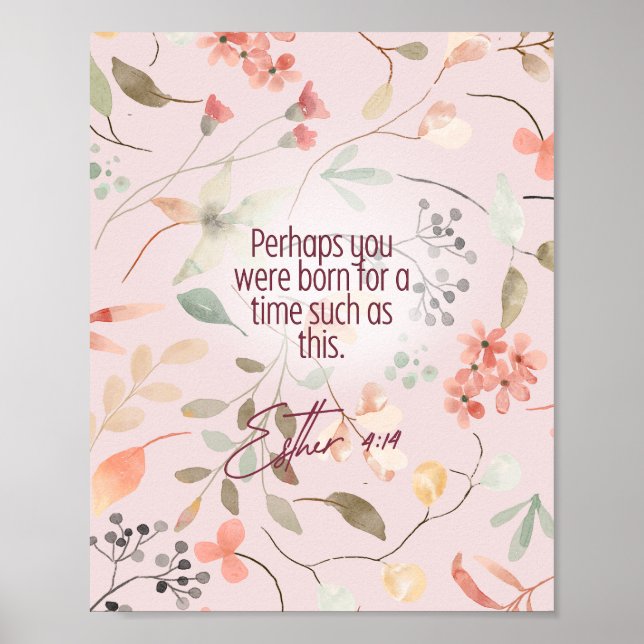 Esther 4:14 Christian Bible Verse Art Poster (Front)