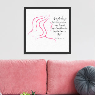 Esther 4:14 Scripture Bible Verse Pink Silhouette Canvas Print