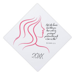 Esther 4:14 Scripture Bible Verse Pink Silhouette Graduation Cap Topper