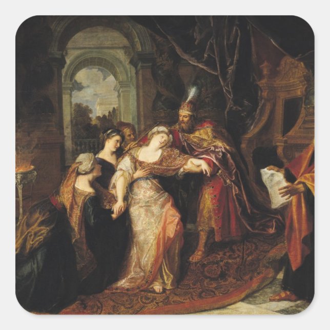Esther before Ahasuerus, before 1697 Square Sticker (Front)