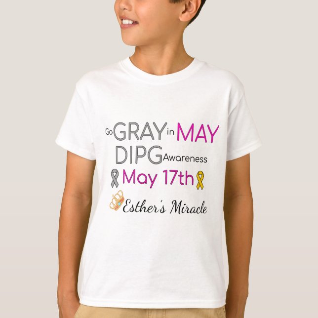 Esther's Miracle Kids' T-Shirt - Go Gray in May (Front)
