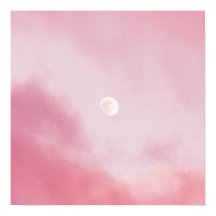 Esthetic Calm Pink Sky and Moon
