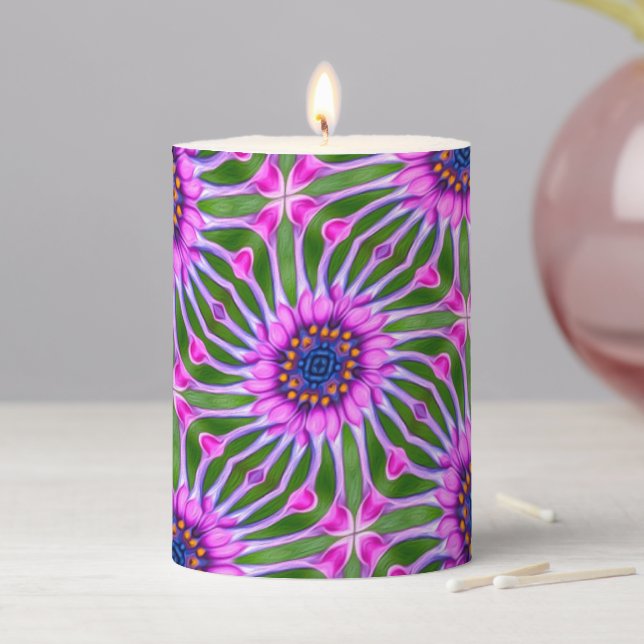 Esthetic Daisy Pattern Pillar Candle (In Situ)