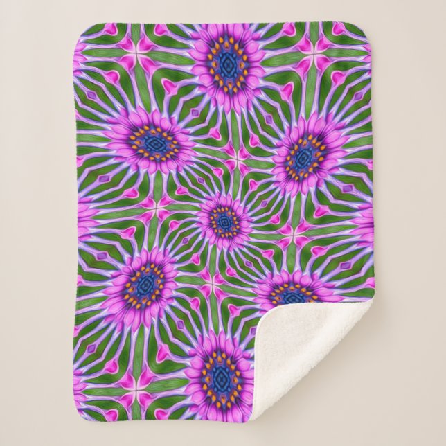 Esthetic Daisy Pattern Sherpa Blanket (Front)