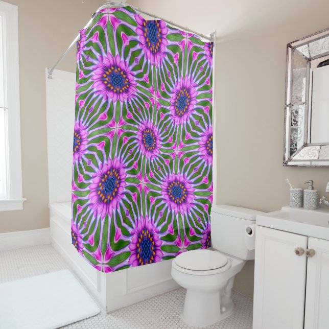 Esthetic Daisy Pattern Shower Curtain (In Situ)